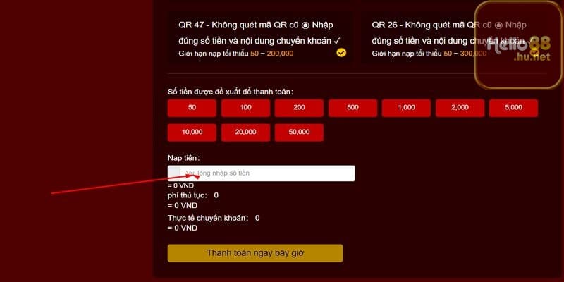 Hướng dẫn các bước nạp tiền Hello88 chi tiết