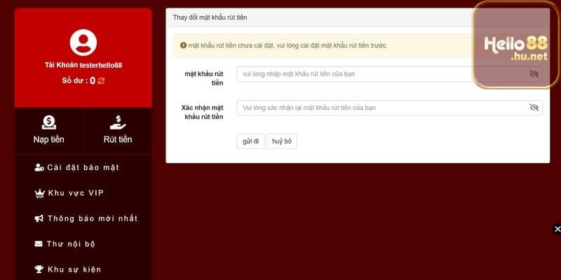 Các bước thực hiện rút tiền Hello88 chi tiết 